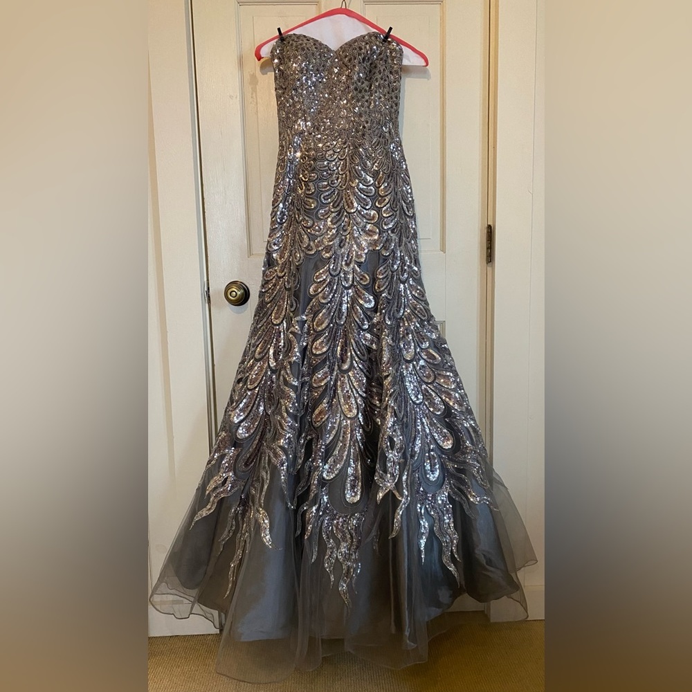 Silver Tony Bowls Evening Gown